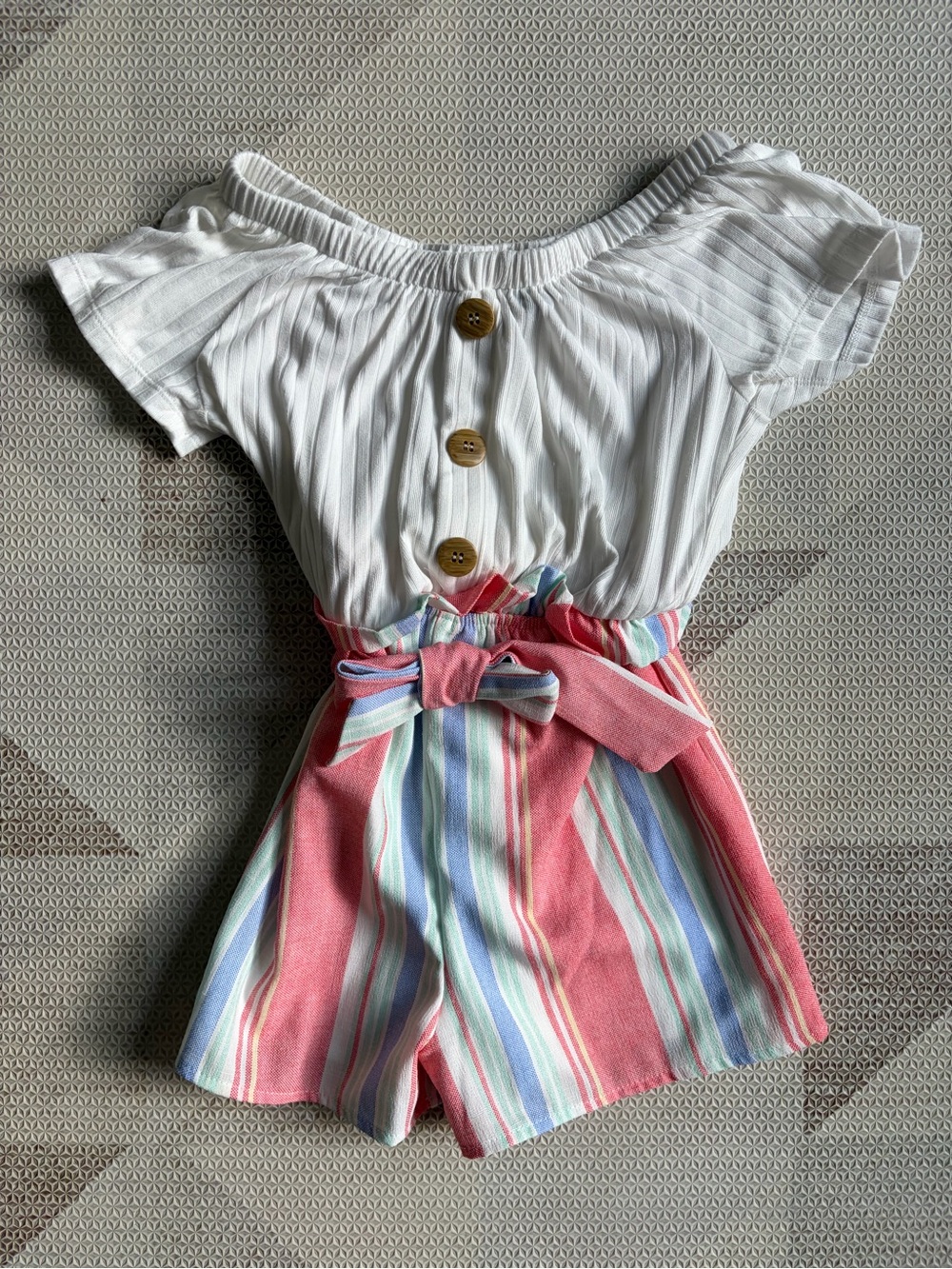 Paper Doll Striped Romper (S, 7/8)